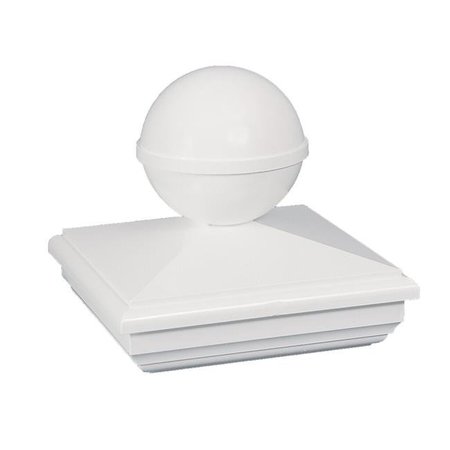 CLASSY CAPS Classy Caps BN255 NEW ENGLAND BALL PVC POST CAP 5X5 - White BN255